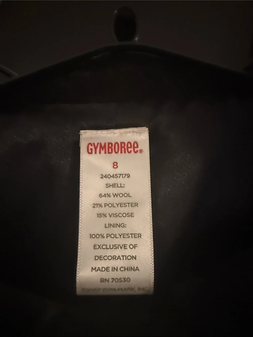 Gymboree Black Double-Breasted Pea Coat with Velvet Waist Trim
